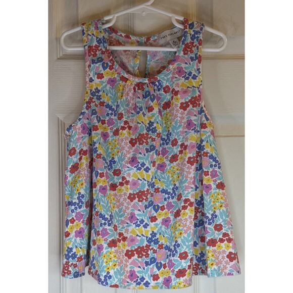 Free Assembly Girls Sleeveless Floral Tank Top M 7-8 Multicolor Cotton Key Hole - Picture 1 of 5